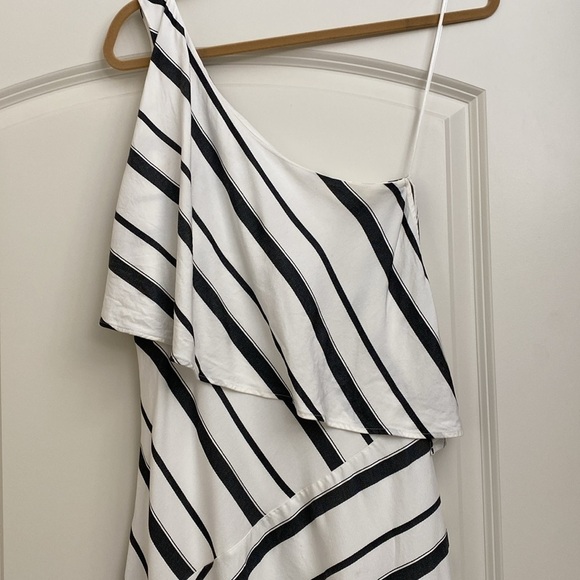 Banana Republic One Shoulder Assymetrical Dress womens 8 Lined Lagenlook Spring - Picture 7 of 15